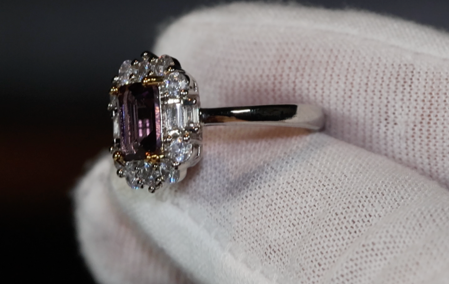 Purple Diamond Ring | Purple Diamond Engagement Ring | Purple Emerald Ring