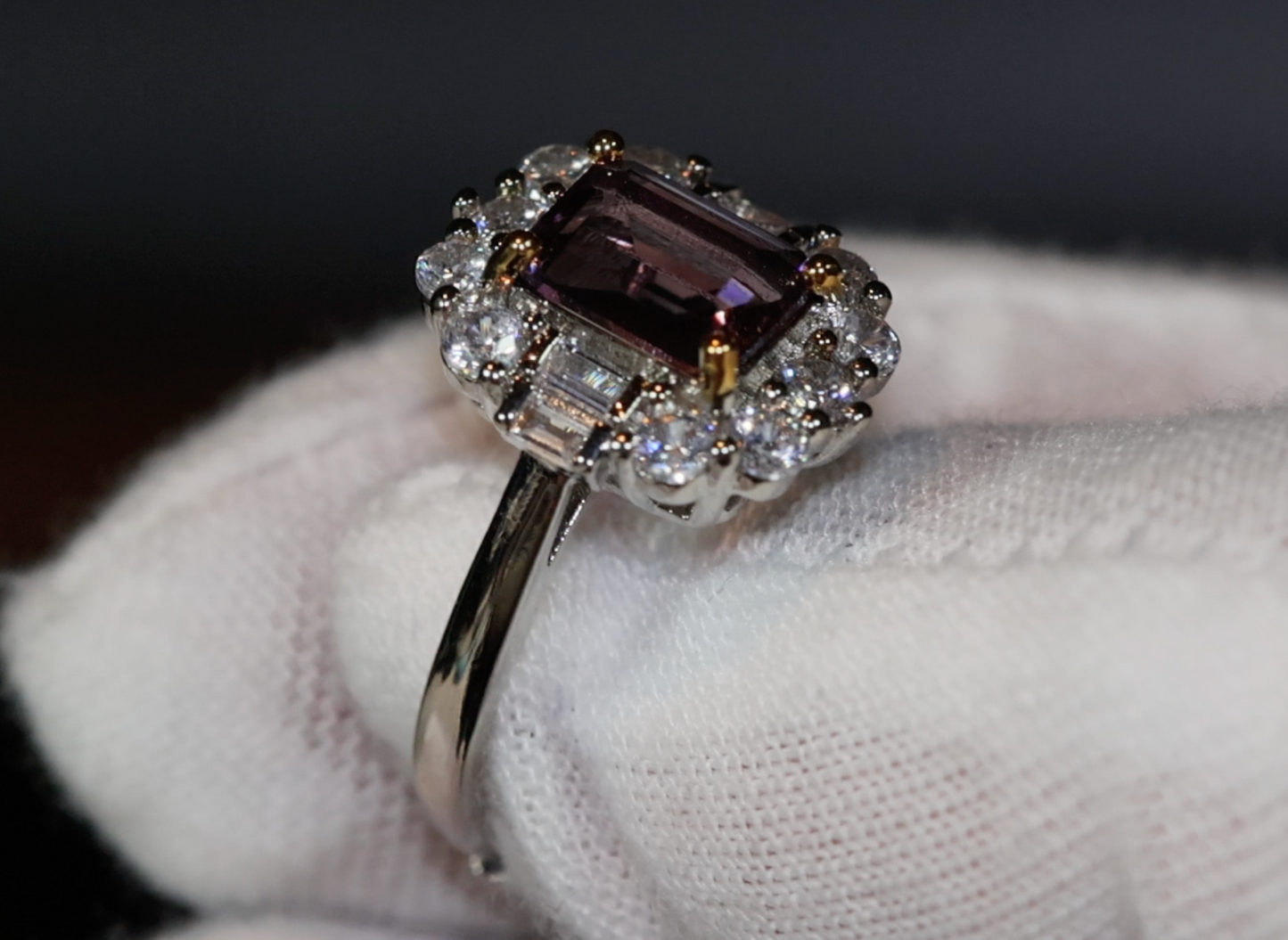 Purple Diamond Ring | Purple Diamond Engagement Ring | Purple Emerald Ring