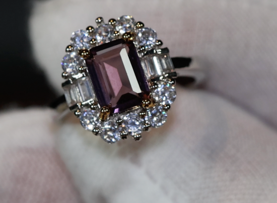 Purple Diamond Ring | Purple Diamond Engagement Ring | Purple Emerald Ring