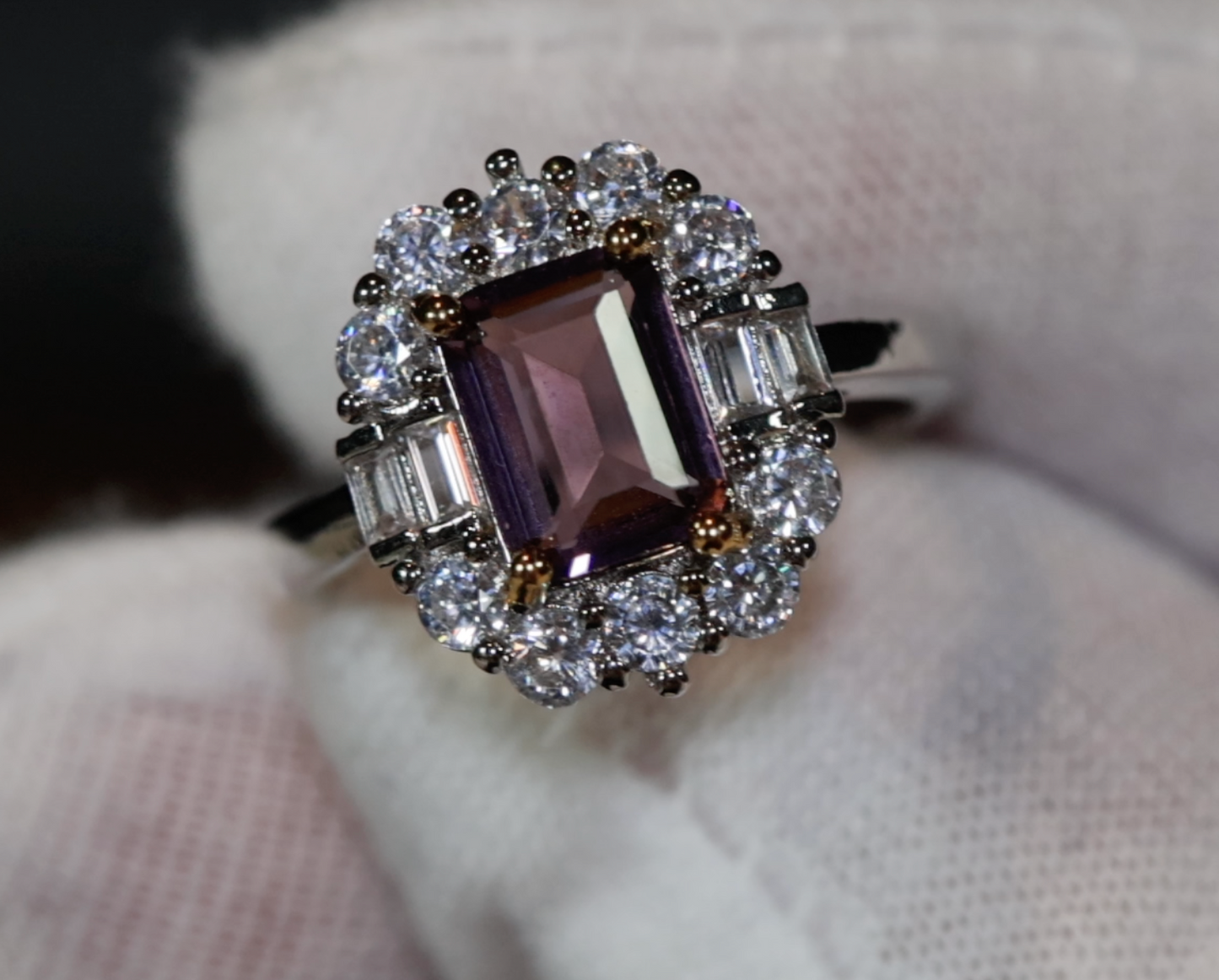 Purple Diamond Ring | Purple Diamond Engagement Ring | Purple Emerald Ring