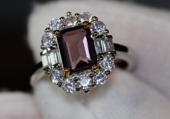 Purple Diamond Ring | Purple Diamond Engagement Ring | Purple Emerald Ring