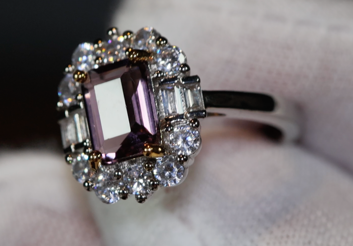 Purple Diamond Ring | Purple Diamond Engagement Ring | Purple Emerald Ring