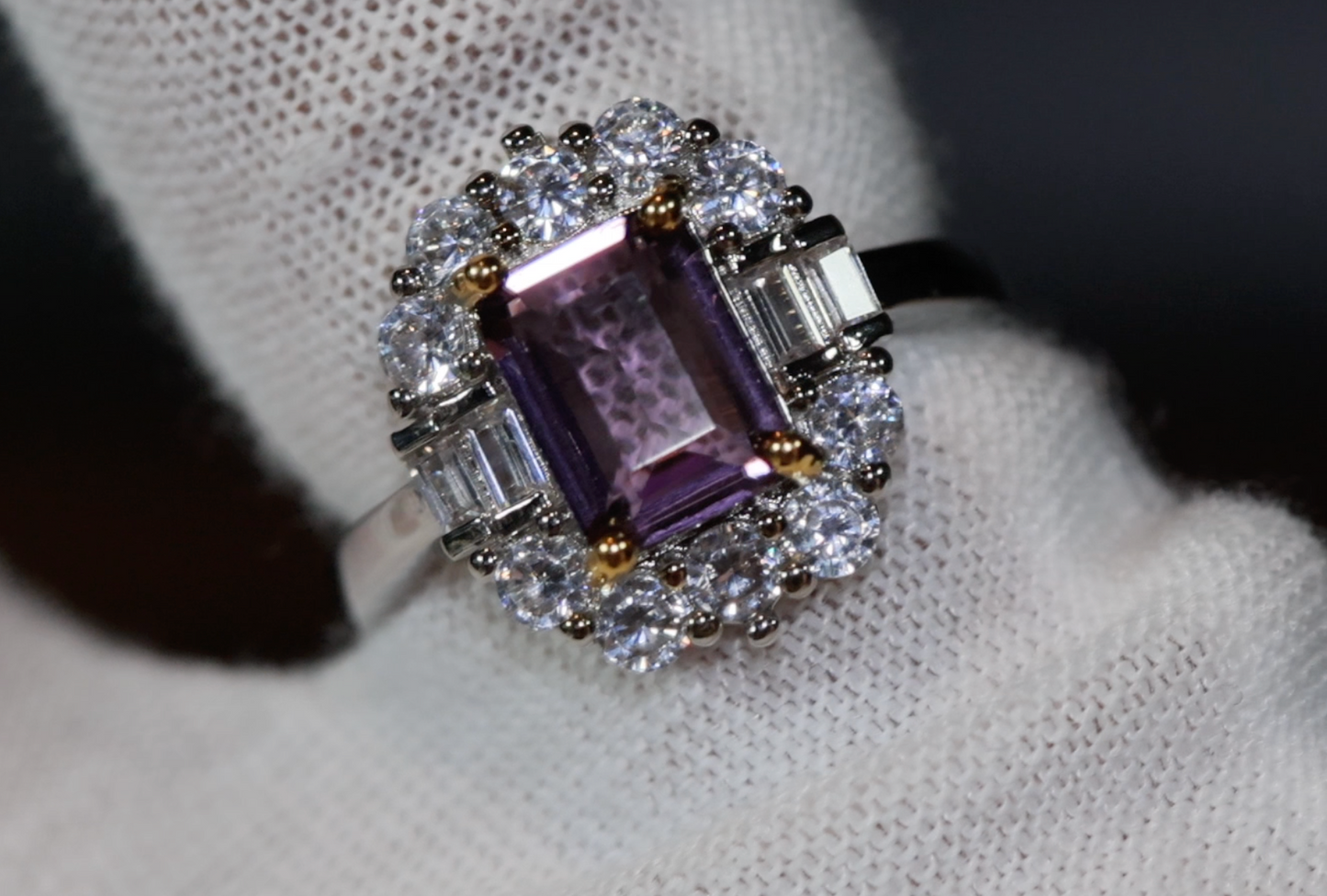 Purple Diamond Ring | Purple Diamond Engagement Ring | Purple Emerald Ring