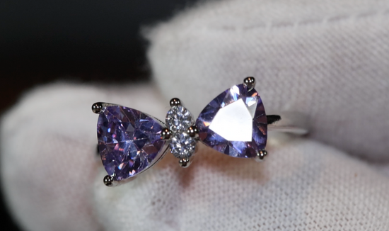 Purple Diamond Ribbon Ring | Ribbon Ring | Diamond Bow Ring