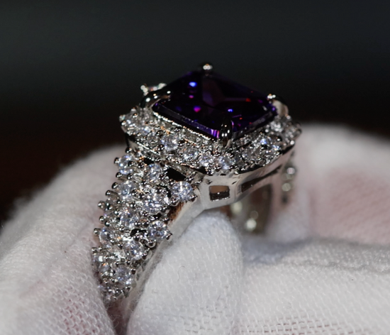 Princess Cut Ring | Purple Diamond Ring | Purple Diamond Engagement Ring | Purple Amethyst Ring | Purple Sapphire Ring | Purple Gem Ring