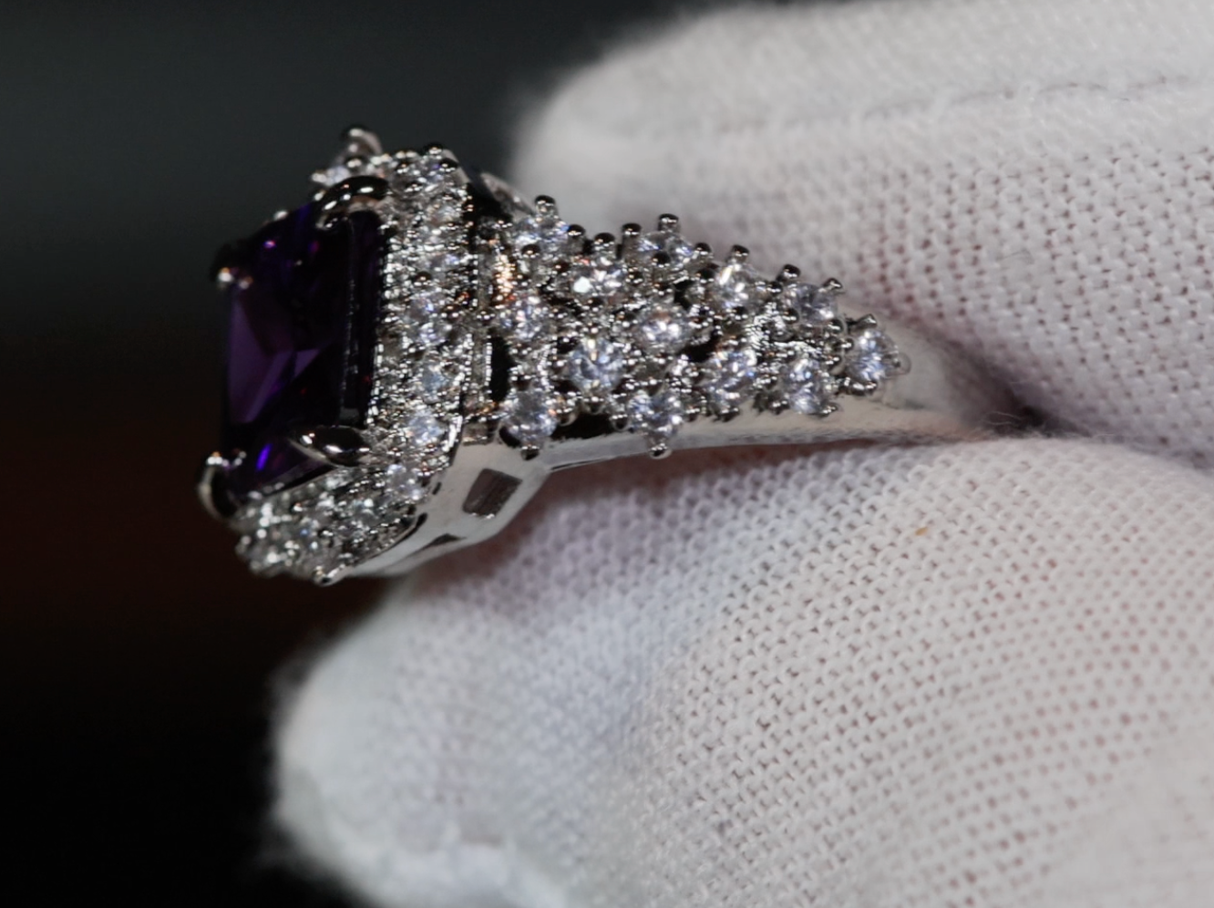 Princess Cut Ring | Purple Diamond Ring | Purple Diamond Engagement Ring | Purple Amethyst Ring | Purple Sapphire Ring | Purple Gem Ring