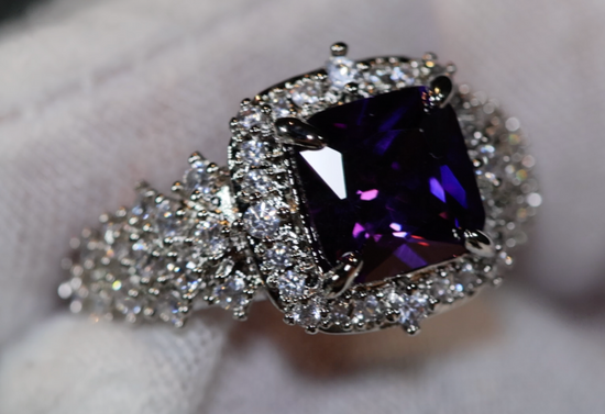 Princess Cut Ring | Purple Diamond Ring | Purple Diamond Engagement Ring | Purple Amethyst Ring | Purple Sapphire Ring | Purple Gem Ring