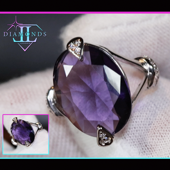 Purple oval cut diamond ring