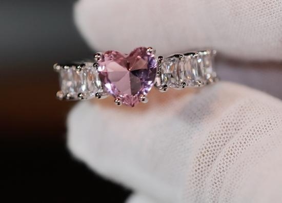 Heart Ring | Heart Shaped Ring | Heart Shape Ring | Diamond Heart Ring | Heart Ring with Diamonds | Engagement Ring | Pink Diamond Ring
