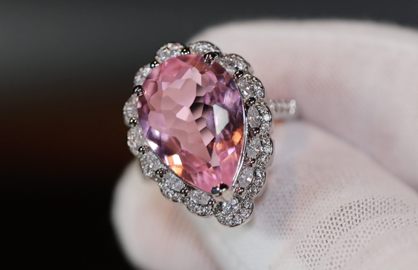 Pink Diamond Ring | Teardrop Ring | Pear Shape Ring