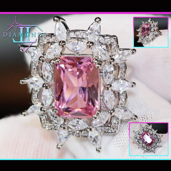 Womens Big Pink Gemstone Ring