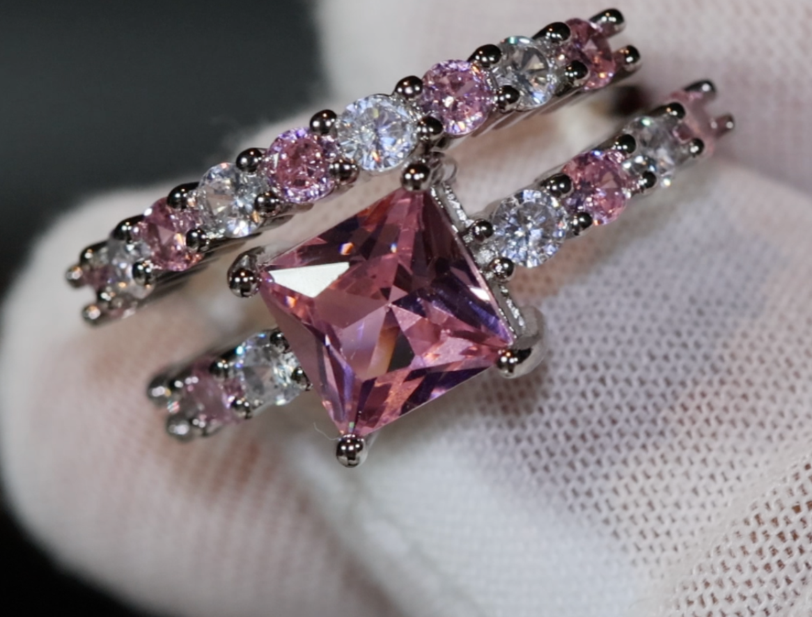 Pink Diamond Ring | Engagement Ring Diamond | Pink Diamond Wedding Ring Set