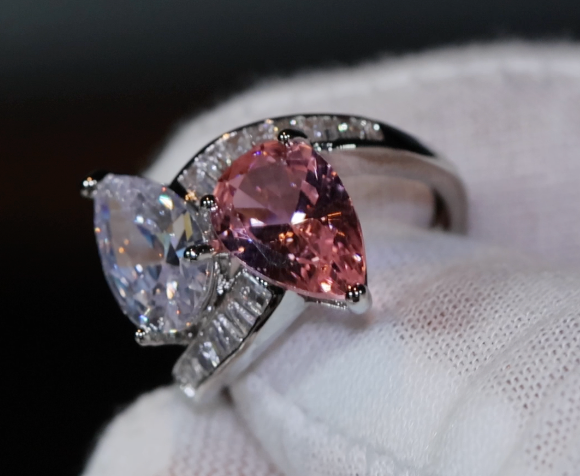 Pink Diamond Ring | Teardrop Ring | Pear Shape Ring | Teardrop Engagement Ring | Engagement Ring |  Diamond Wedding Rings