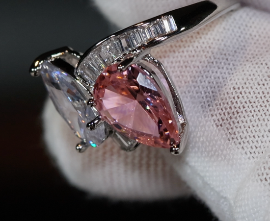 Pink Diamond Ring | Teardrop Ring | Pear Shape Ring | Teardrop Engagement Ring | Engagement Ring |  Diamond Wedding Rings