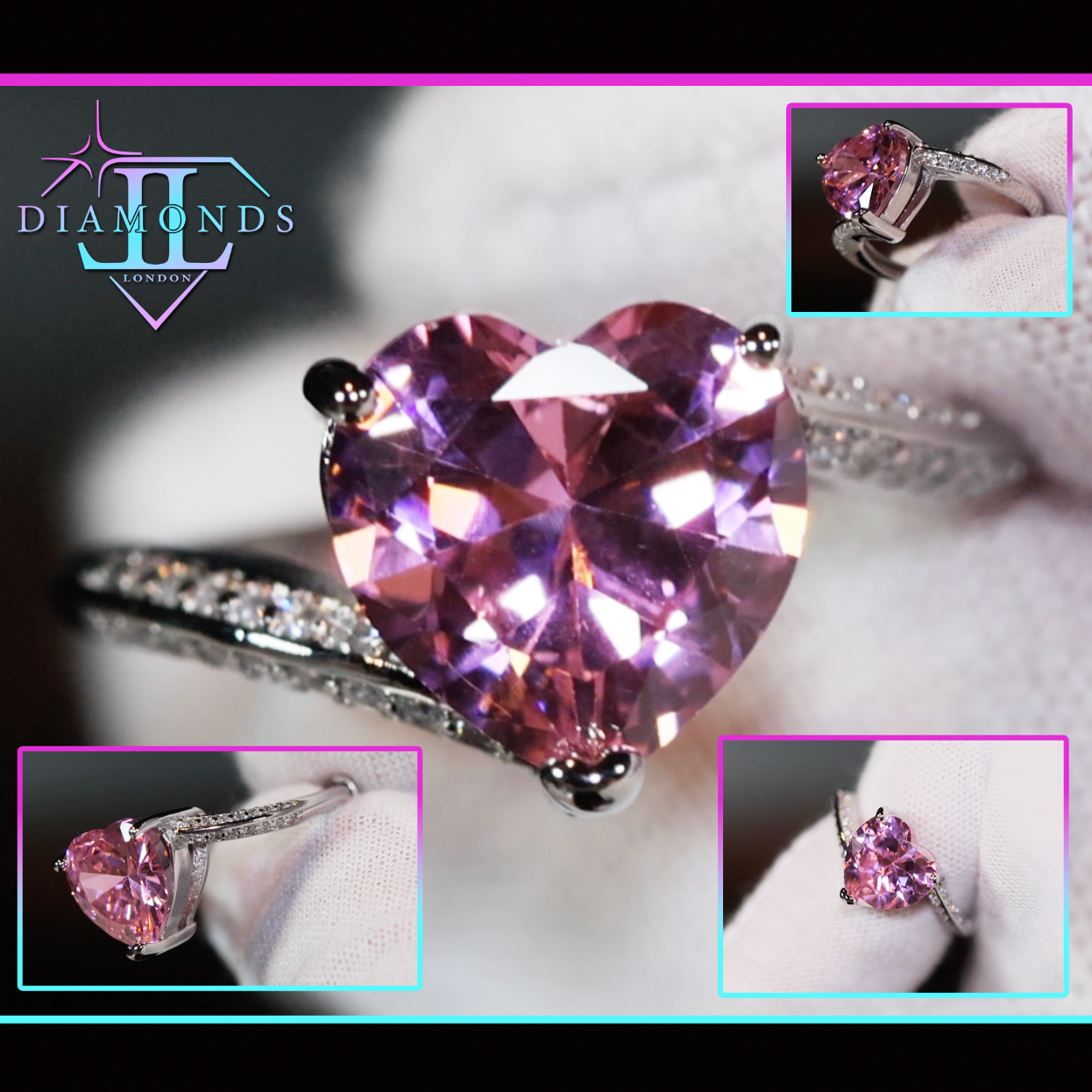 Pink Diamond Heart Ring