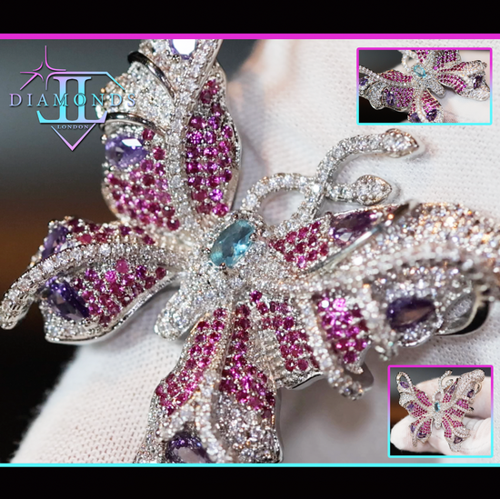 Pink diamond butterfly ring
