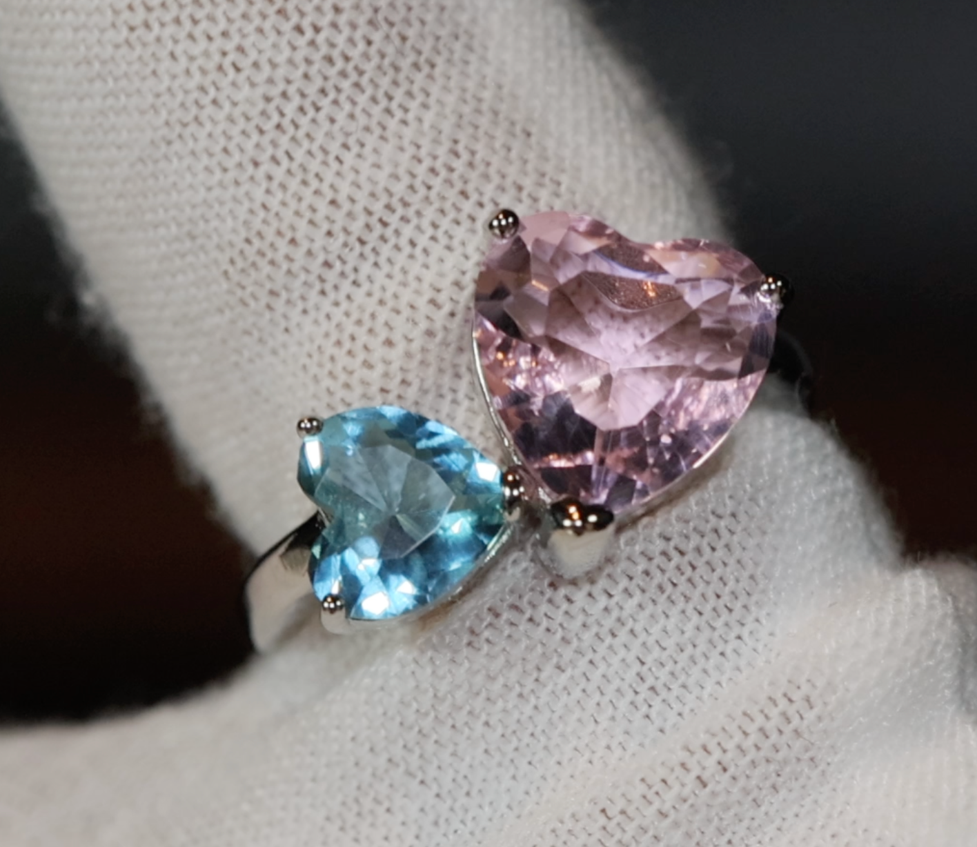 Heart Ring | Pink Diamond Ring | Blue Diamond Ring | Heart Diamond Cut Ring | Heart Engagement Ring | Diamond Heart Ring | Twist Ring