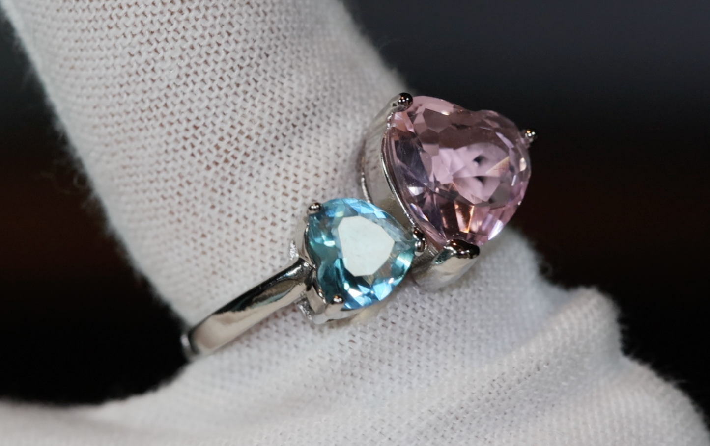 Heart Ring | Pink Diamond Ring | Blue Diamond Ring | Heart Diamond Cut Ring | Heart Engagement Ring | Diamond Heart Ring | Twist Ring