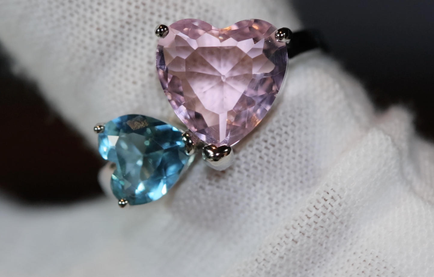 Heart Ring | Pink Diamond Ring | Blue Diamond Ring | Heart Diamond Cut Ring | Heart Engagement Ring | Diamond Heart Ring | Twist Ring