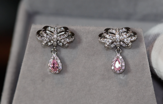 Pink Diamond Earrings | Classy Diamond Earrings | Womens Earrings | Dangle Earrings