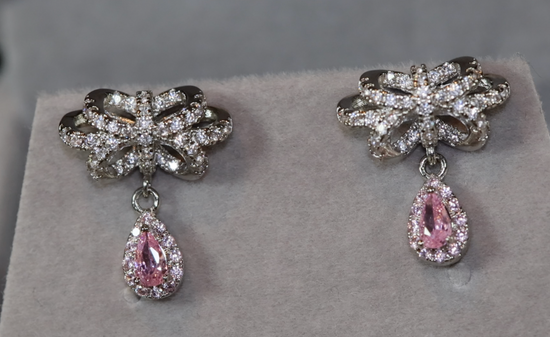 Pink Diamond Earrings | Classy Diamond Earrings | Womens Earrings | Dangle Earrings