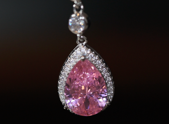 Pink Diamond Necklace | Teardrop Necklace | Pear Shape Necklace