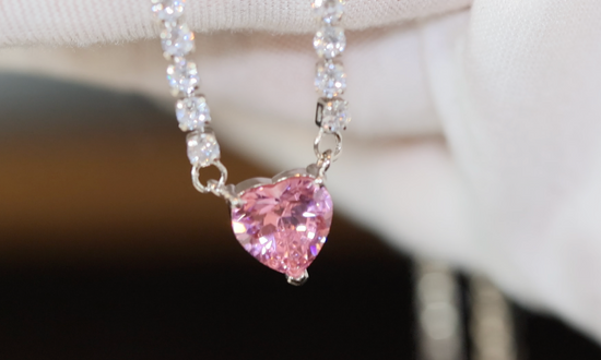 Pink Diamond Heart Necklace | Heart Necklace with Diamonds | Diamond Heart Pendant