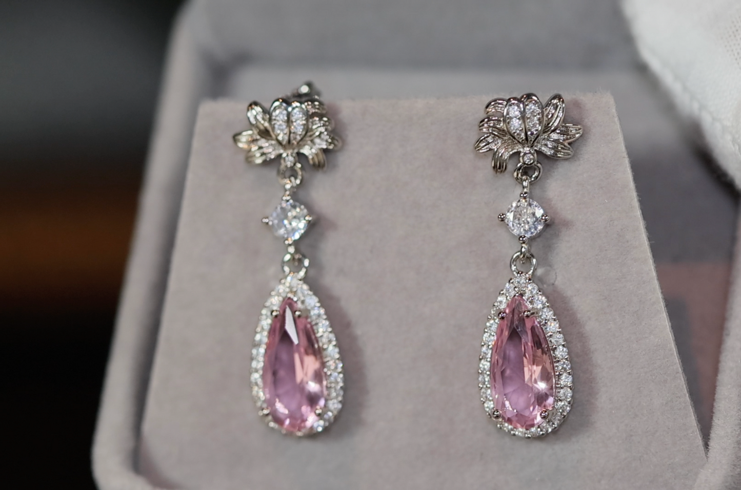 Drop Earrings | Pink Diamond Earrings | Classy Diamond Earrings