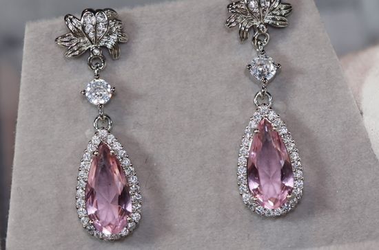 Drop Earrings | Pink Diamond Earrings | Classy Diamond Earrings