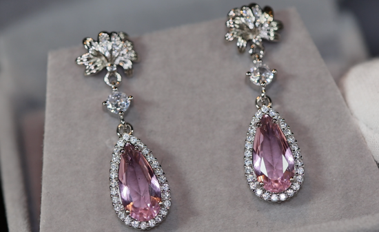 Drop Earrings | Pink Diamond Earrings | Classy Diamond Earrings