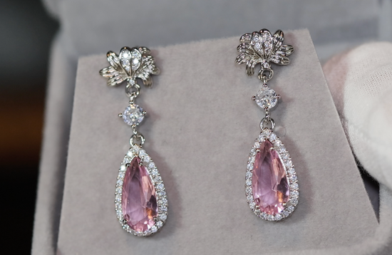 Drop Earrings | Pink Diamond Earrings | Classy Diamond Earrings