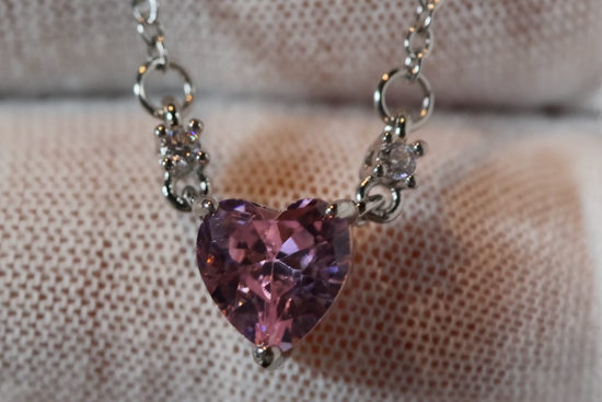 Pink Diamond Heart Necklace | Womens Diamond Necklace | Heart Pendant