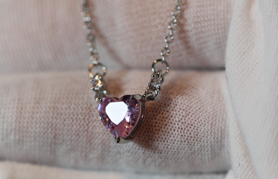 Pink Diamond Heart Necklace | Womens Diamond Necklace | Heart Pendant