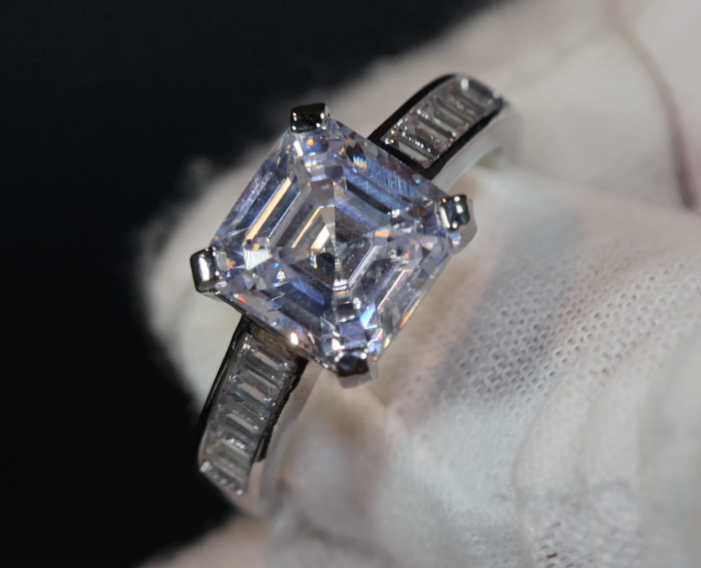 Asscher Diamond Ring | Asscher Cut Diamond Engagement Ring | Womens Asscher Ring