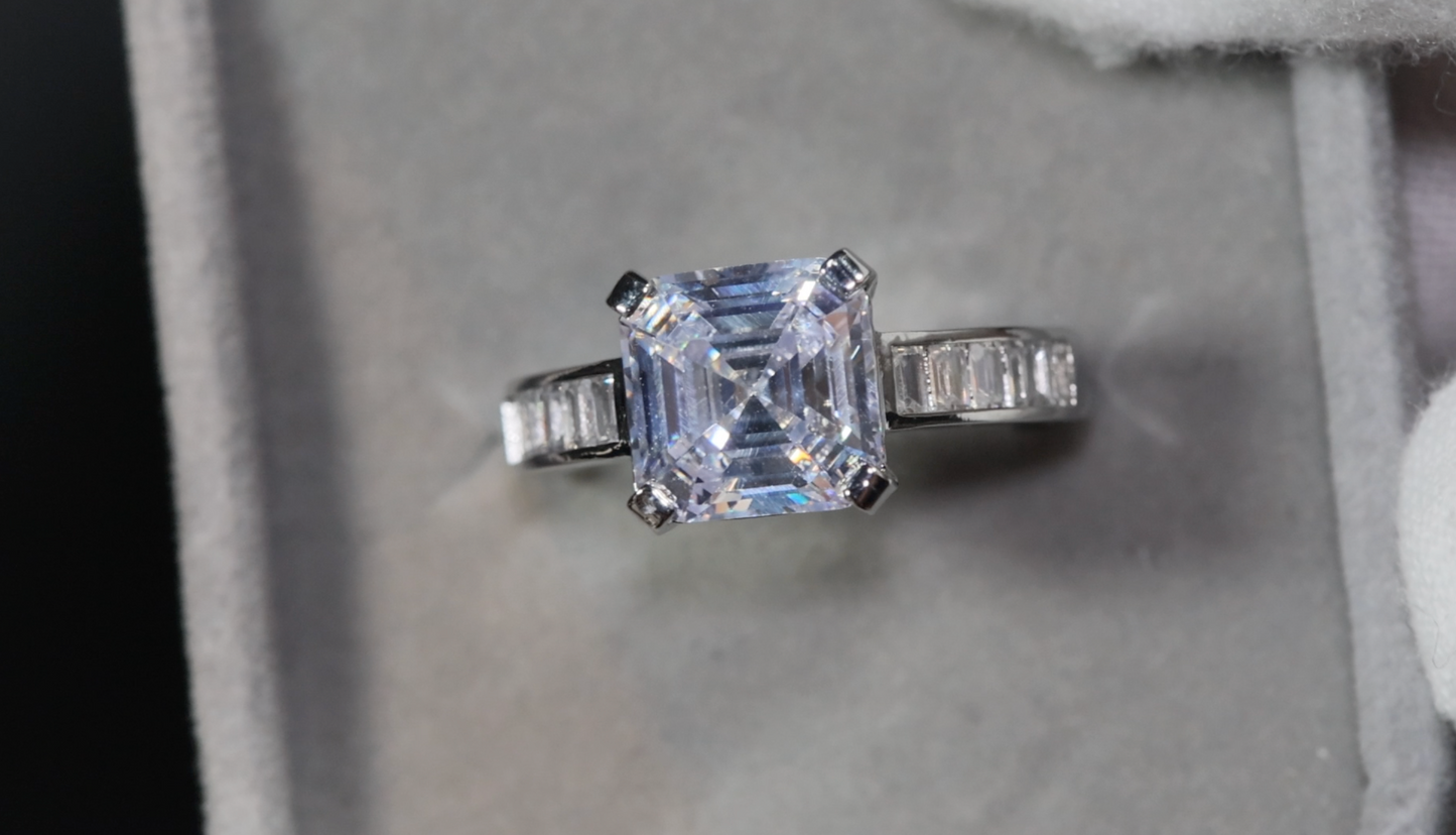 Asscher Diamond Ring | Asscher Cut Diamond Engagement Ring | Womens Asscher Ring