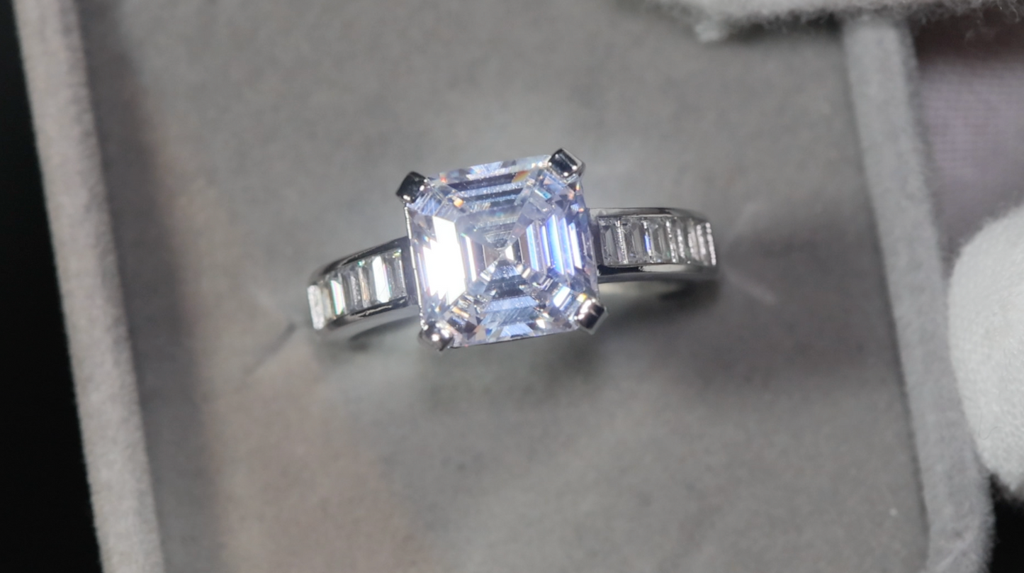 Asscher Diamond Ring | Asscher Cut Diamond Engagement Ring | Womens Asscher Ring