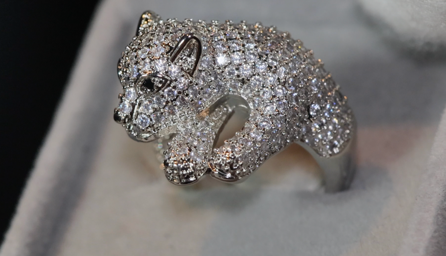 Womens Panther Ring | Fashion Ring | Charm Ring | Diamond Lion Ring | Lion Cub Ring