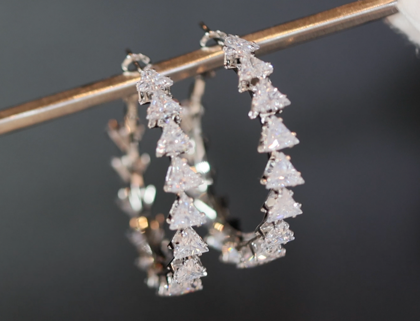 Diamond Hoop Earrings | Hoop Earrings | Womens Baguette Diamond Earrings