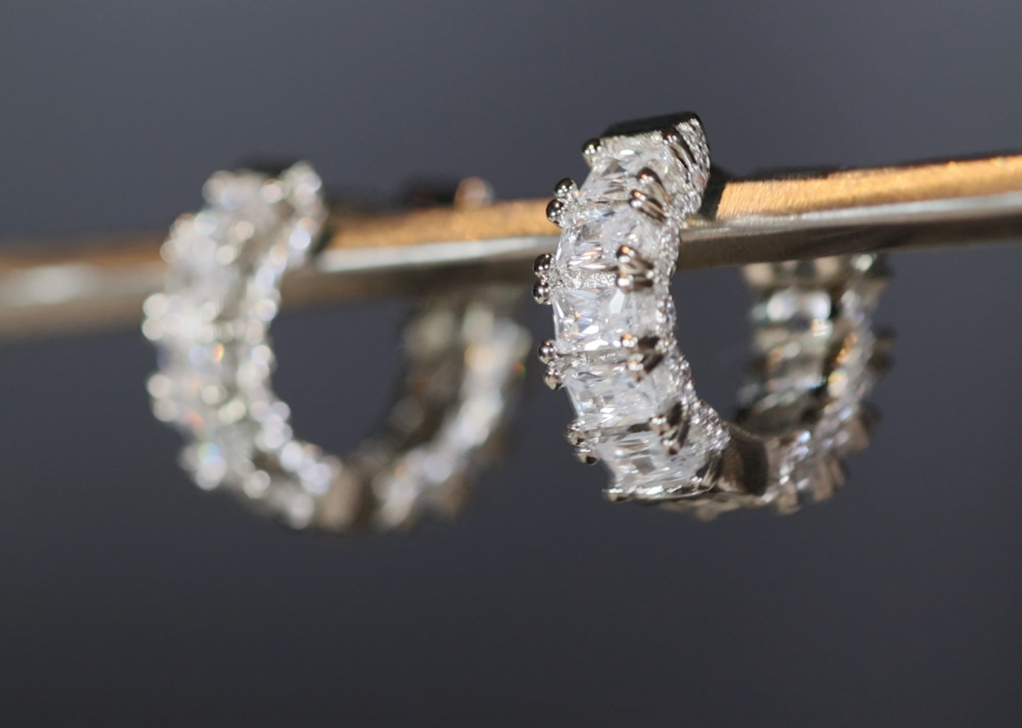 Diamond Hoop Earrings | Hoop Earrings | Baguette Diamond Earrings | Iced Out Hoop Earrings