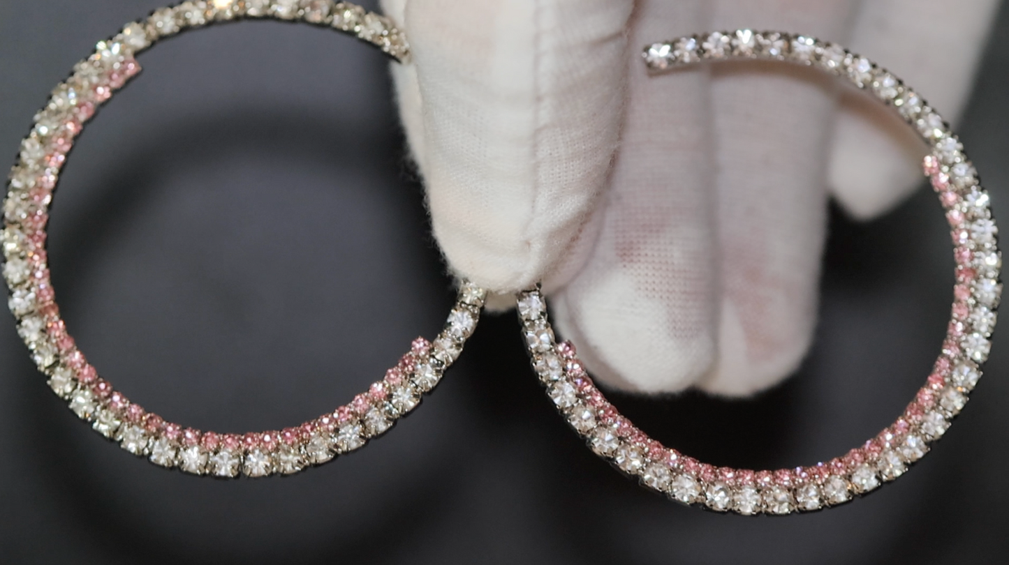 big pink diamond hoop earrings