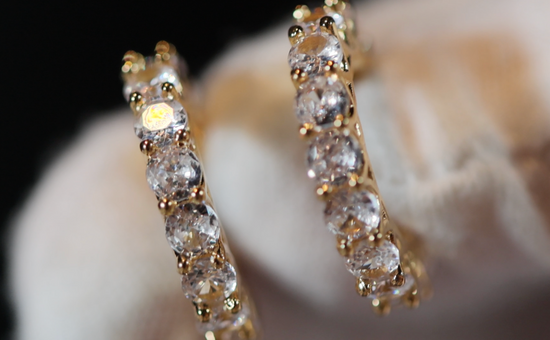 Small gold diamond hoop earrings | Womens gold diamond hoop earrings