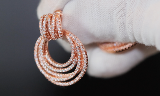 Rose Gold Diamond Earrings | Womens Earrings | Rose Gold Diamond Hoop Earrings