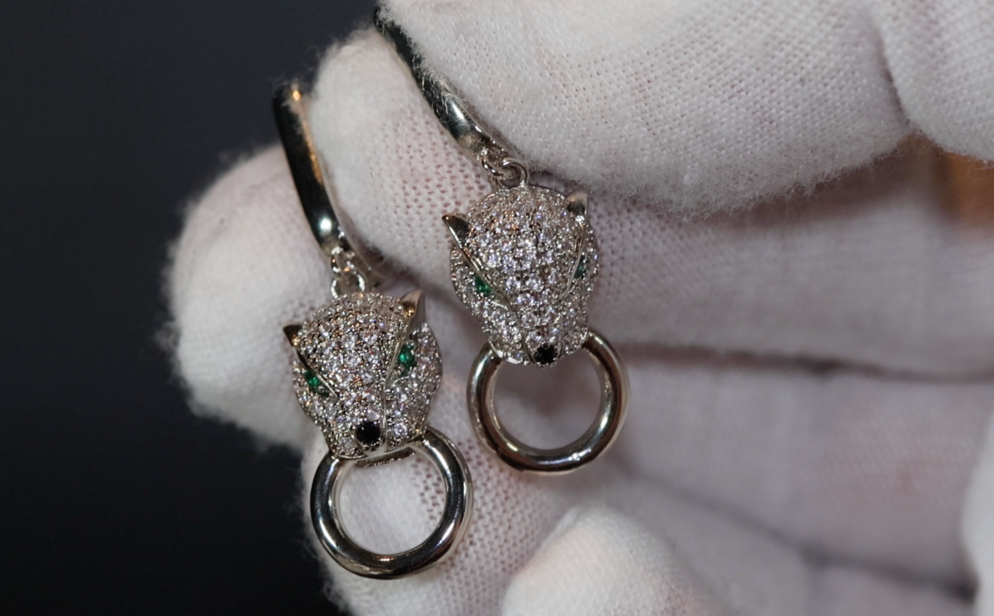 Panther Earrings | Diamond Earrings | Diamond Panther Earrings | Womens Earrings | Hoop Earrings | Womens Diamond Earrings | Charm Earrings