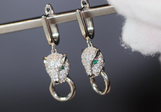 Panther Earrings | Diamond Earrings | Diamond Panther Earrings | Womens Earrings | Hoop Earrings | Womens Diamond Earrings | Charm Earrings