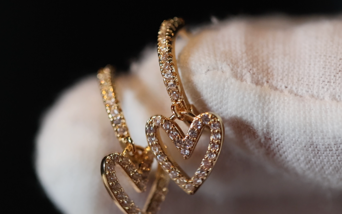 Gold Diamond Heart Earrings | Heart Earrings | Womens Earrings | Heart earrings with Diamonds