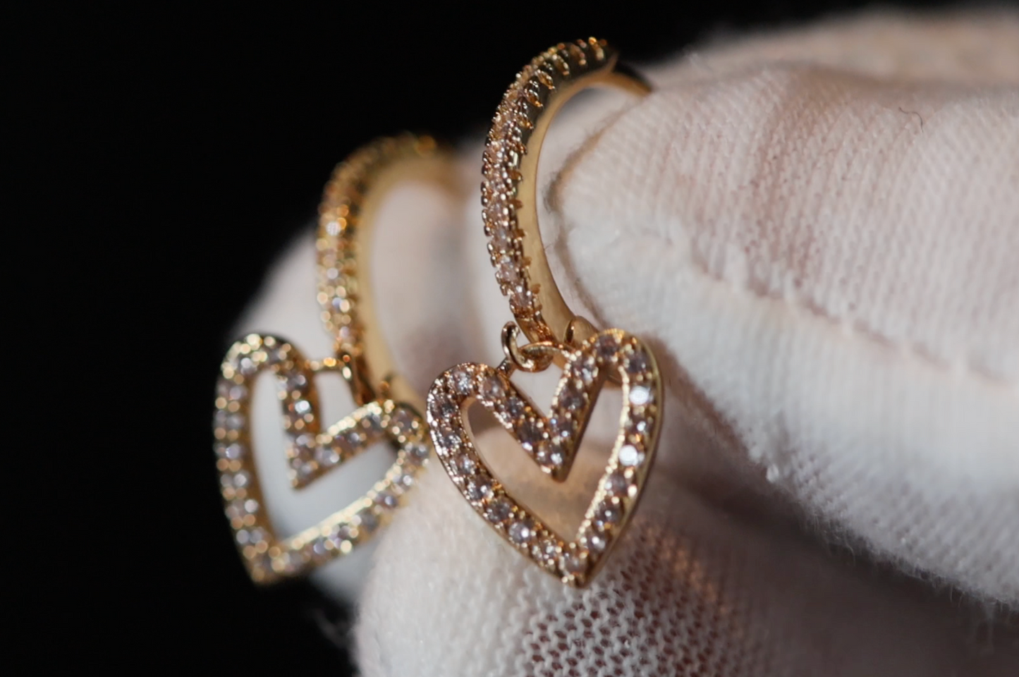 Gold Diamond Heart Earrings | Heart Earrings | Womens Earrings | Heart earrings with Diamonds