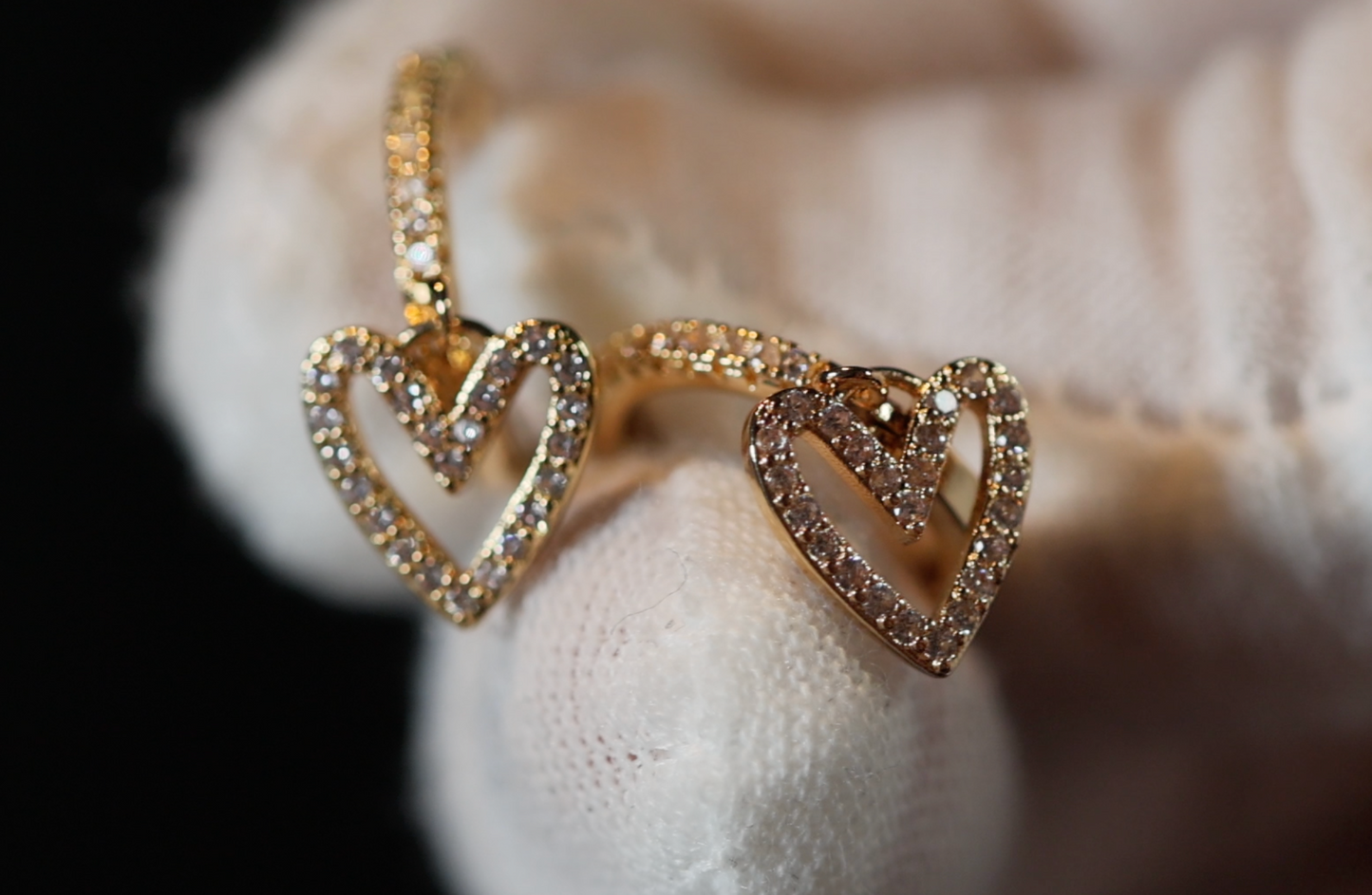 Gold Diamond Heart Earrings | Heart Earrings | Womens Earrings | Heart earrings with Diamonds