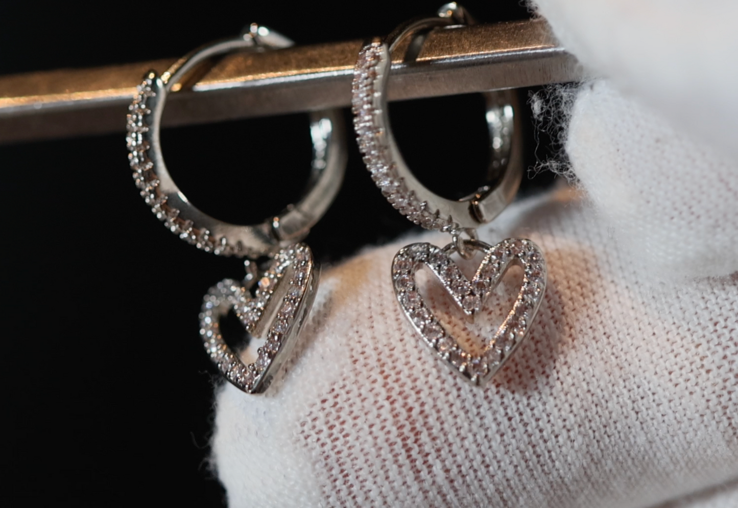 Diamond Heart Earrings | Heart Earrings | Womens Earrings