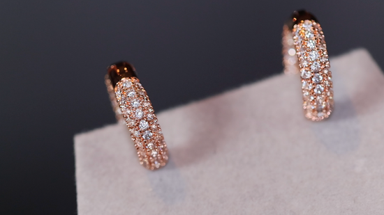 Iced Out Earrings | Rose Gold Earrings | Mens rose gold diamond hoop earrings | Diamond Hoop Earrings | Hip Hop Earrings