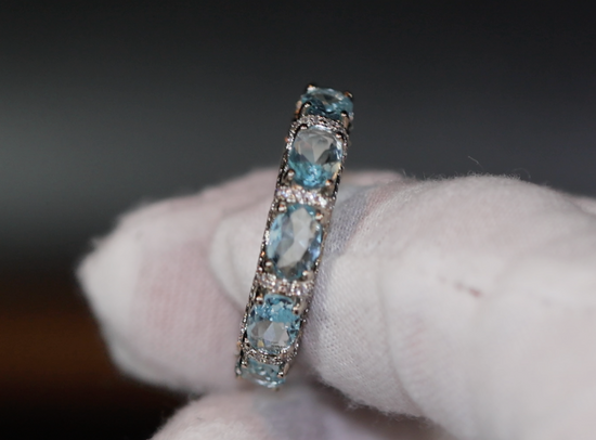 Womens Eternity Ring | Eternity Ring | Blue Diamond Ring | Aquamarine Diamond Ring | Aquamarine Engagement Ring |  Topaz Diamond Ring